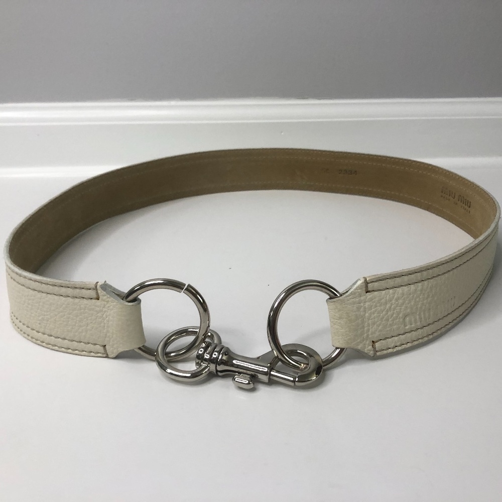 Miu Miu Off White Leather Belt Size 90/36